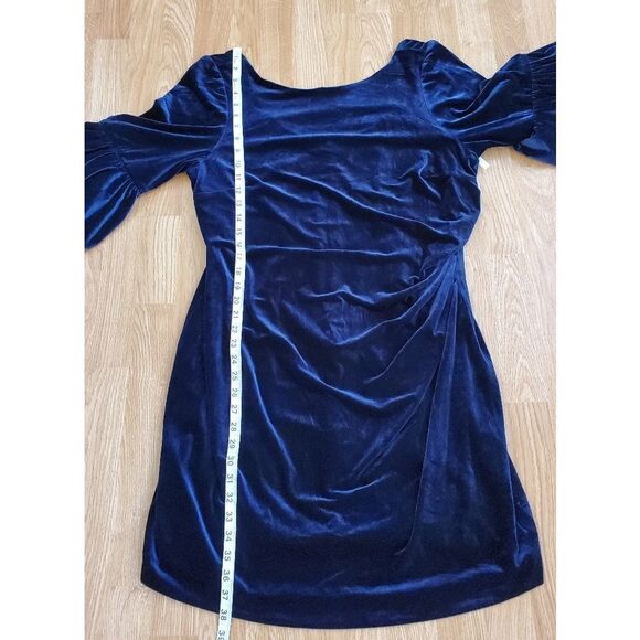 Eliza J Bubble Sleeve Velvet Sheath Dress size 16W in Navy - NEW - Picture 10 of 13